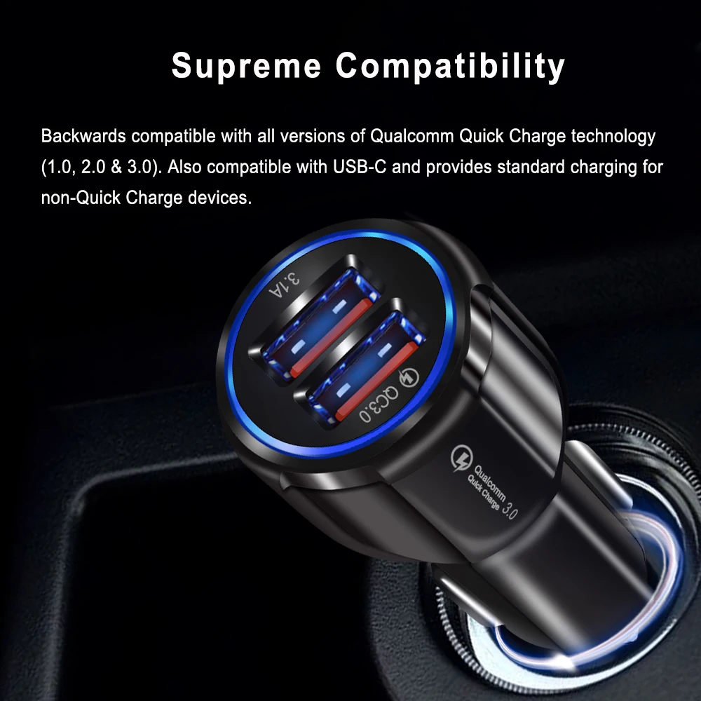 A.S Quick Charge 3.0 USB Charger Fast Car Kit for iPhone X 6 6s 7 8 Plus Samsung Galaxy S8 S7 Edge Mobile Phone Chargers | Мобильные