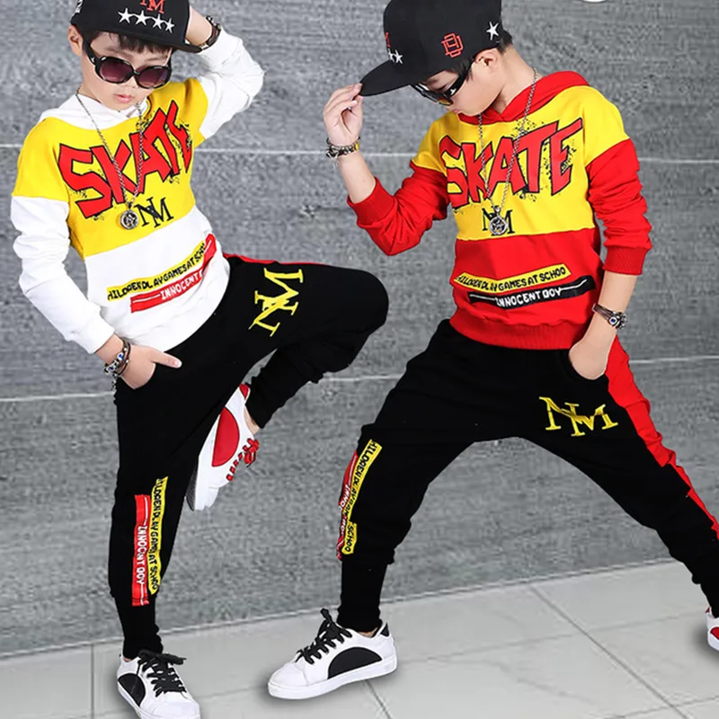 Fashion Boys Clothing Sets Cotton Sport Suit For Clothes 2018 Spring Kids Set Children Hip Hop Style 4-16Y |
