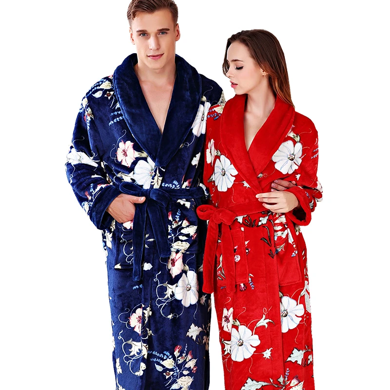 

Новое поступление, Модный стильный осенний халат для пар, толстый фланелевый Халат, удобный мягкий халат для отдыха, пижамный комплект для в...