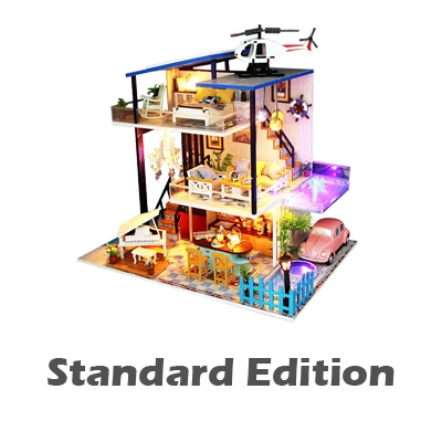 Standard Edition Миниатюрный Кукольный дом остров трехслойная вилла DIY деревянный кукольный домик с мебели игрушки для подростков модель строительные Подарки Наборы - Цвет: Standard Edition