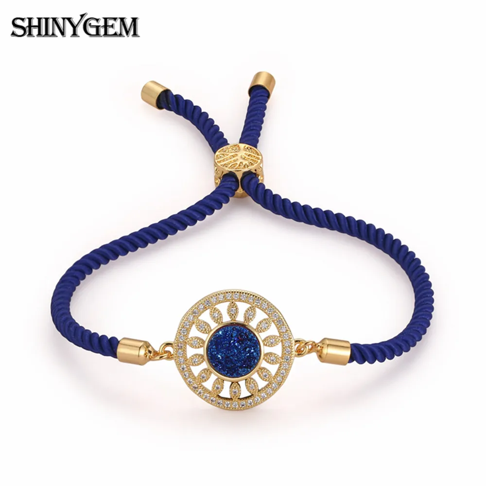 Мужской браслет ShinyGem из 24-каратного золота инкрустированный круглым кристаллом