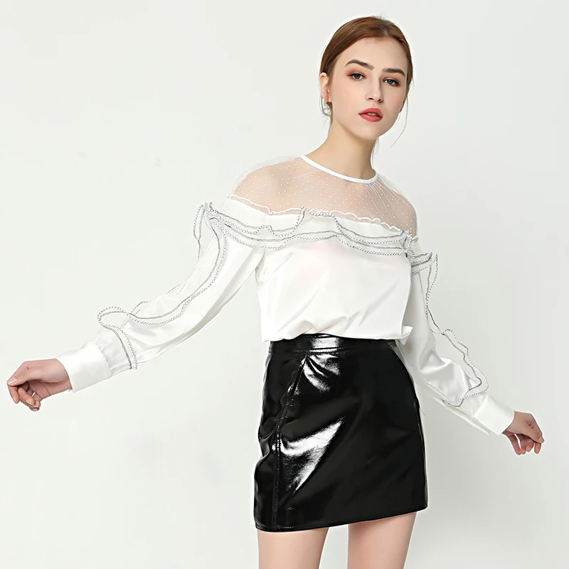 OFTBUY 2019 Новый Повседневное кружева блузка Весна Лето Топ женские топы и блузки blusas