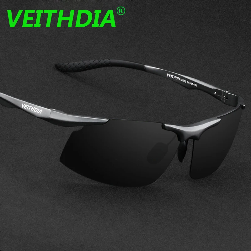 Мужские поляризованные солнцезащитные очки VEITHDIA с логотипом из алюминия и магния UV400, солнцезащитные очки для вождения,, аксессуары 6535