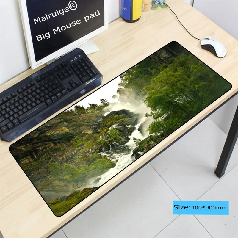 Большой игровой коврик для мыши Mairuige 400x900x3 мм с изображением водопада геймерский