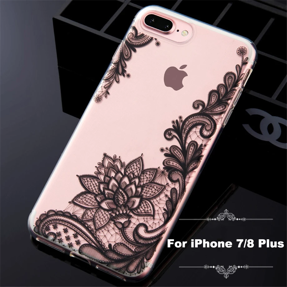 Роскошный силиконовый чехол для телефона для iPhone 8, 7, 6, 6s Plus, 5S чехол s, 3D кружевной цветок, мягкий ТПУ чехол для iPhone X XS, чехол для MAX XR
