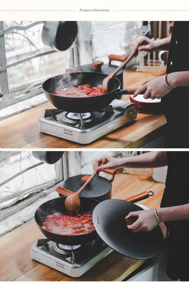 Японская чугунная плита с деревянной ручкой, многофункциональная кухонная бытовая сковорода с антипригарным плоским дном, кухонная сковорода