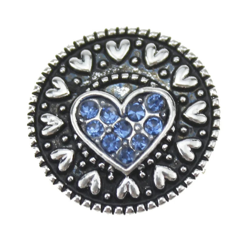 10pcs/lot heart-shaped Rhinestone 18mm metal snap buttons jewelry fit bracelet necklace button for women gift | Украшения и