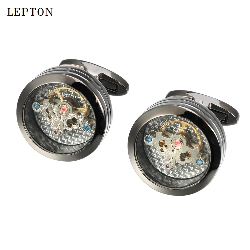 Запонки Lepton мужские с турбийоном изысканные механизм для свадебных наручных