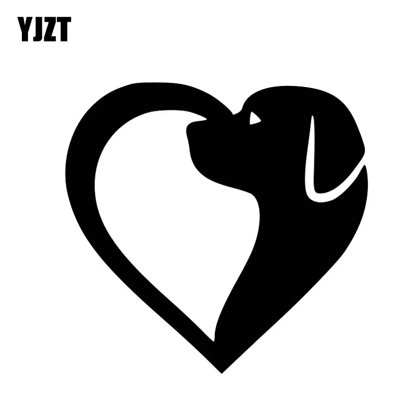 

YJZT 12.7CM*12.1CM Cute Dog Heart Vinyl Decal Car Sticker I Love Dogs Animal Black/Silver C10-00477