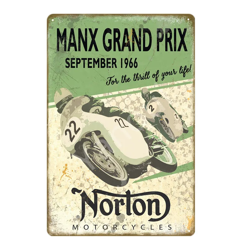 Retro Norton Motorcycle Decor Metal Poster Tin Signs For Pub Car Club Bar Garage Shop Home Decoration Wall Art Carft Gift YQZ084 | Дом и сад