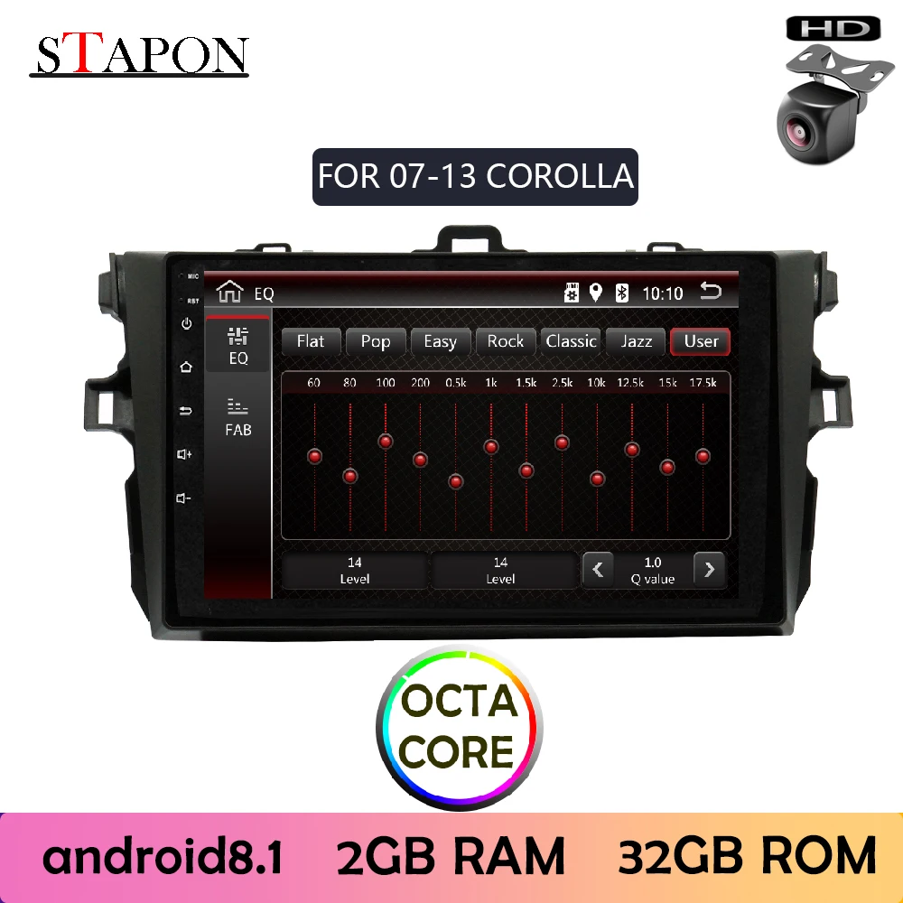 STAPON 9 дюймов для corolla 2007 2013 Android 8 1 OCTA CORE 2GRAM автомобильный DVD Руль управления AM RDS|MP4 и