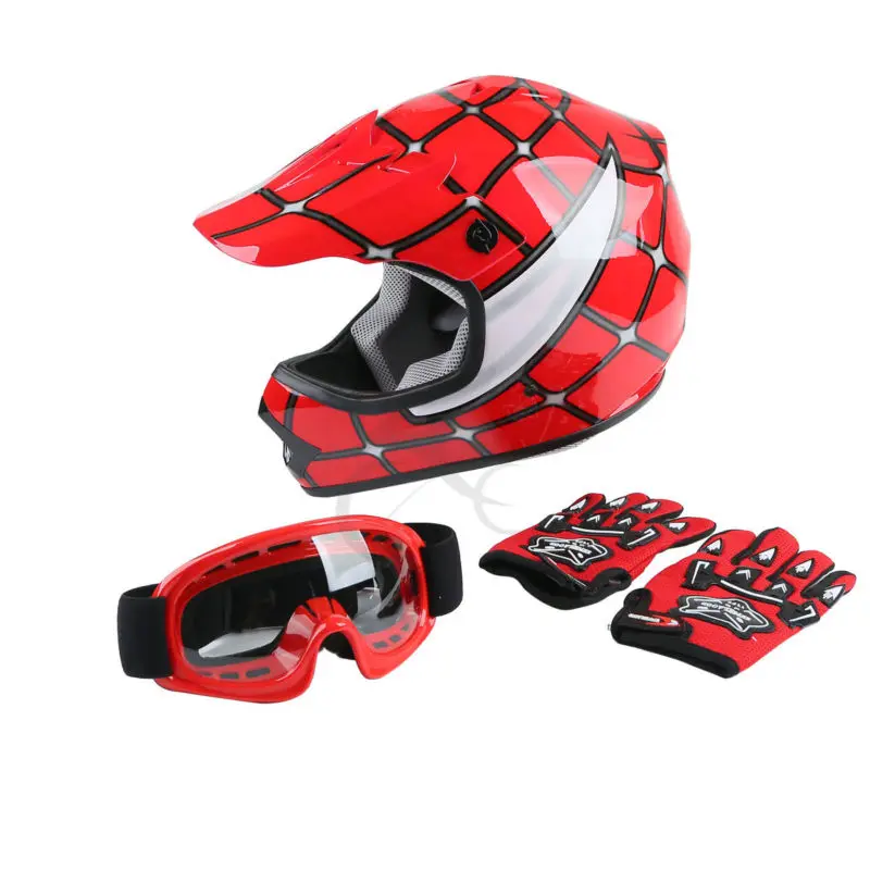 XF270214 Red DOT moto rcycle шлем Молодежный детский Мото Кросс Байк внедорожный уличный шлем очки+ перчатки S/M/L casco moto крест шлем - Цвет: XF270214 Red