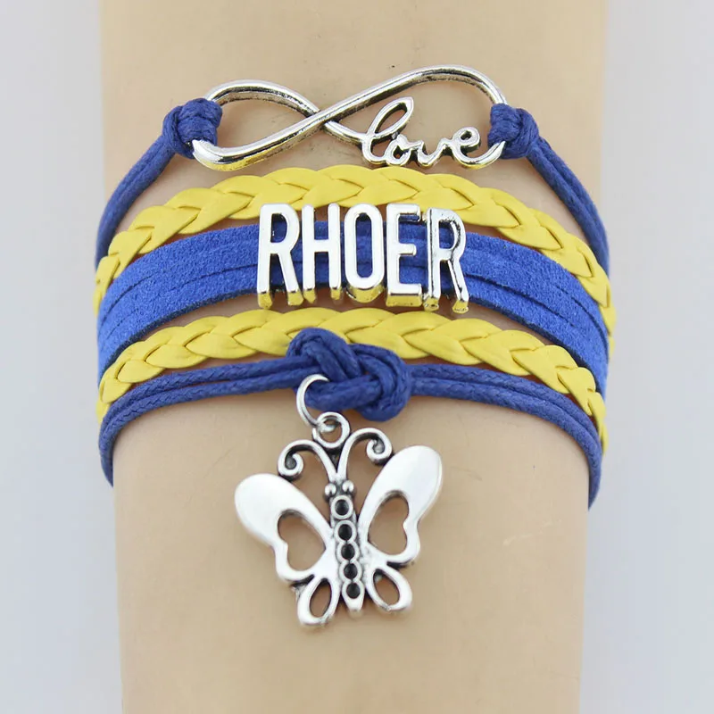 Браслеты бесконечности Love Rhoer с бабочкой Кожаные плетеные браслеты ручной работы
