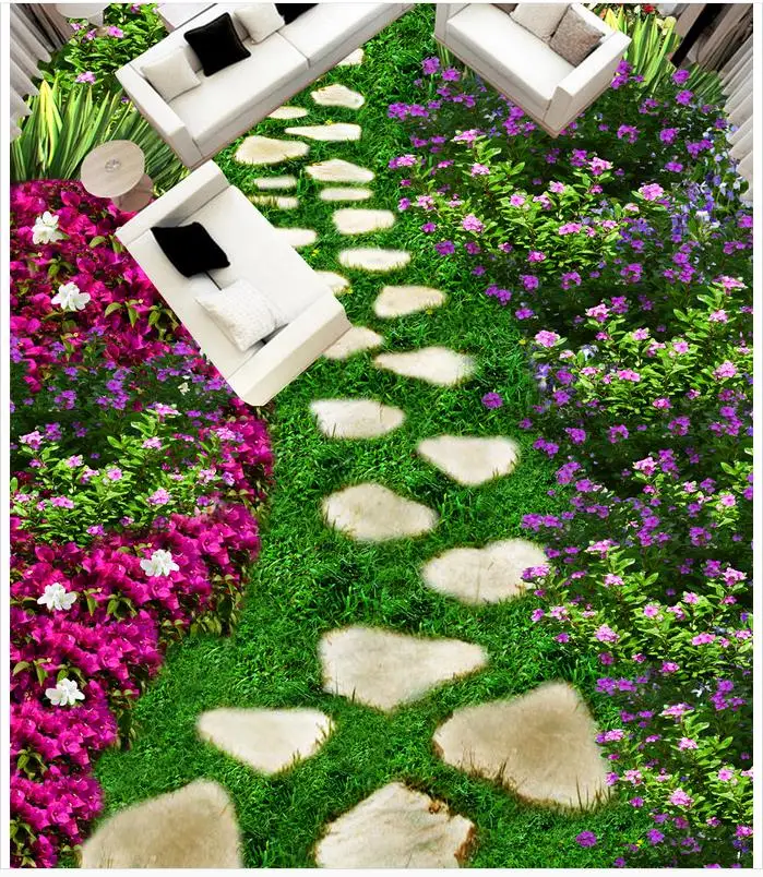 Дорожный цветок пол обои 3d для ванных комнат фото пола стены на заказ