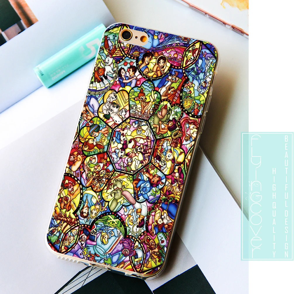 Coque Princess витражные прозрачные мягкие силиконовые чехлы для телефонов iPhone XS Max XR X 7