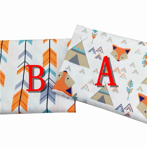 A and B each 40x50cm Лисицы стрела печати хлопок ткань Diy шитье Лоскутное шитье Тильда детская ткань детские кроватки подушки покрывало домашний декор Tissus an Matre - Цвет: A and B each 40x50cm