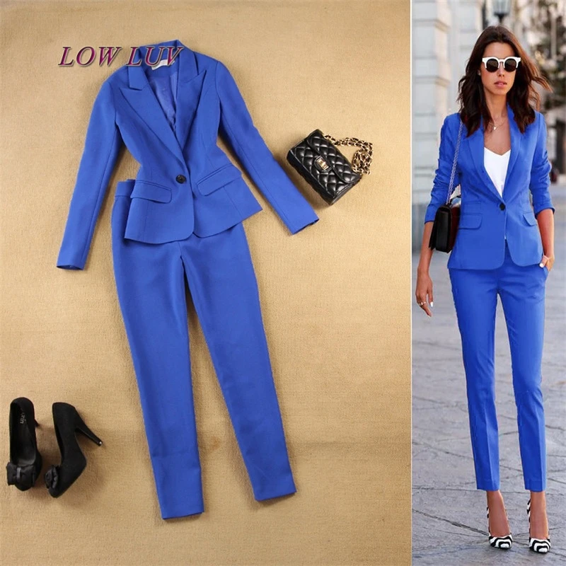 suit Women 2 Pieces Sets Womens suit Pant Suits Office lady blazer sets OL Business Suit Long Sleeve trouser suit