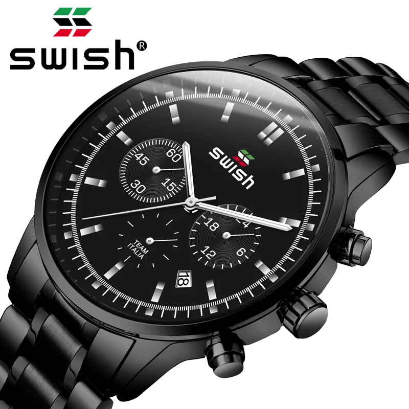 SWISH часы мужские модные спортивные мужские кварцевые часы мужские s часы Лидирующий бренд Роскошные Бизнес водонепроницаемые часы