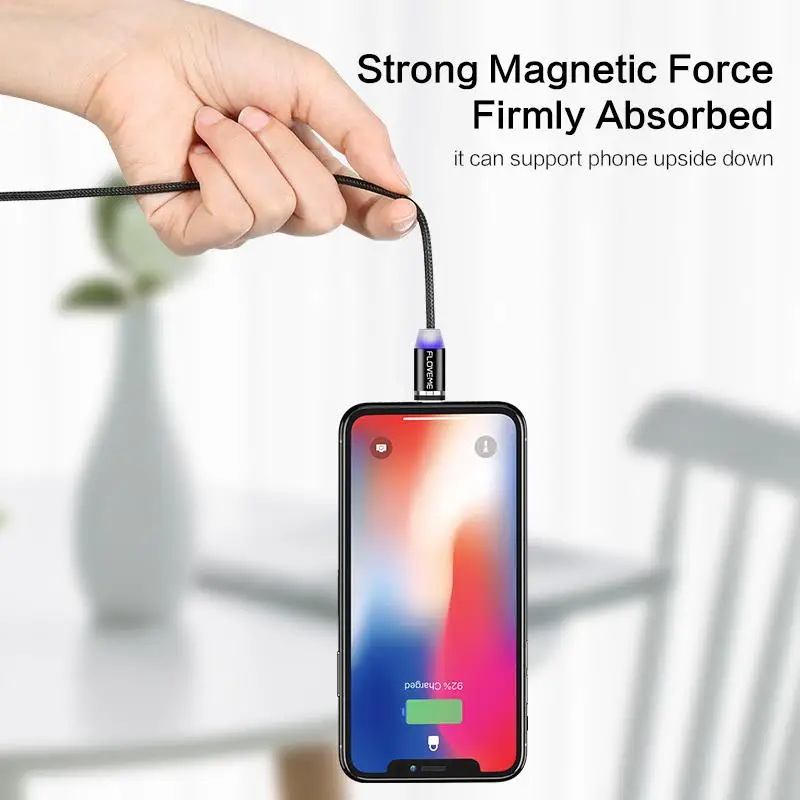 FLOVEME Магнитный осветительный кабель для Apple iPhone X 8 Micro USB кабель для Xiaomi USB C type-C кабель для samsung Galaxy S9 зарядное устройство
