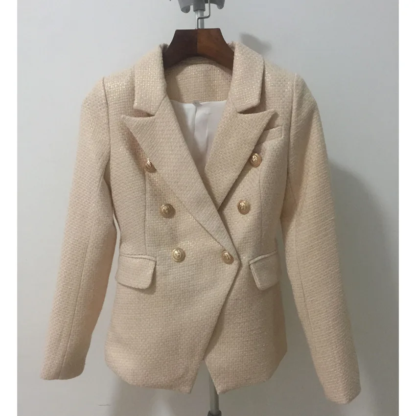 2018 Весна Высокое качество новейшая куртка для женщин двубортный металлический