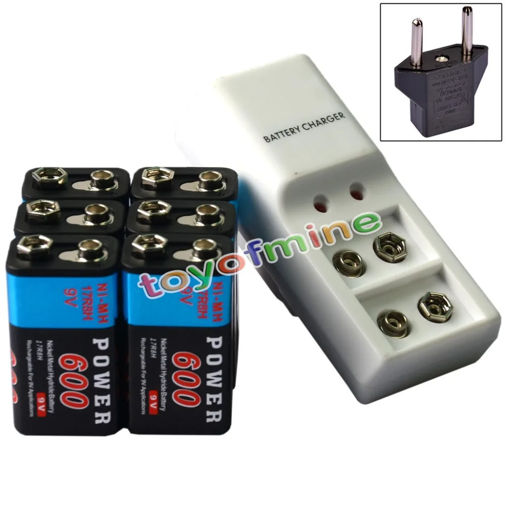 6x9V Power Black 600mAh ni mh аккумуляторная батарея + двойное зарядное