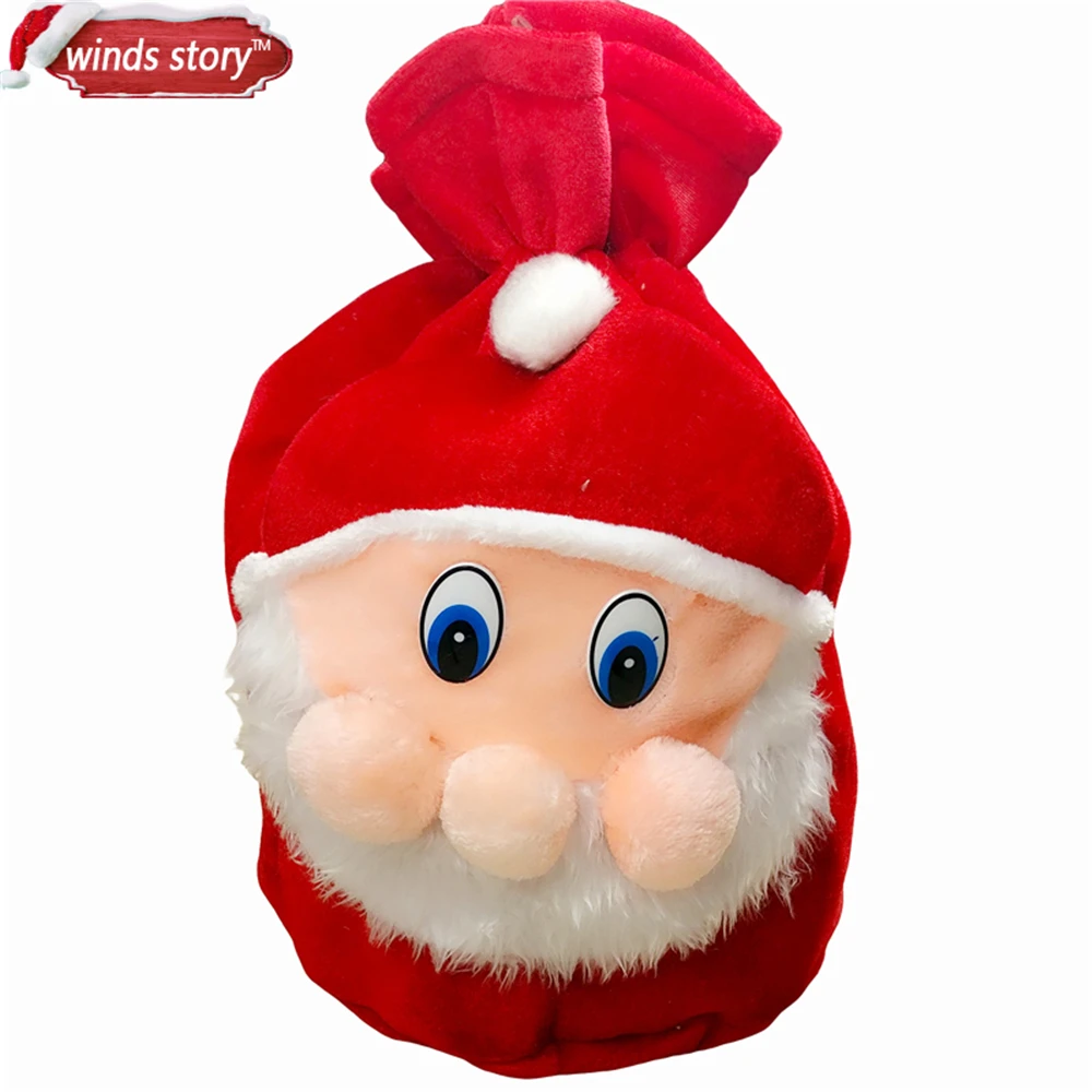 Большой вышитый персональный Рождественский мешок Санты подарок на шнурке