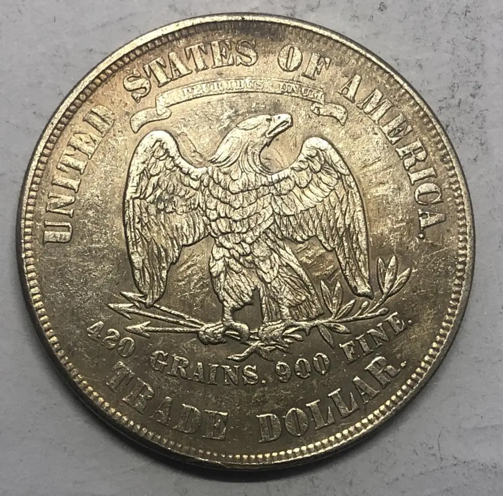 1881-P США торговый доллар Посеребренная копия монеты | Дом и сад