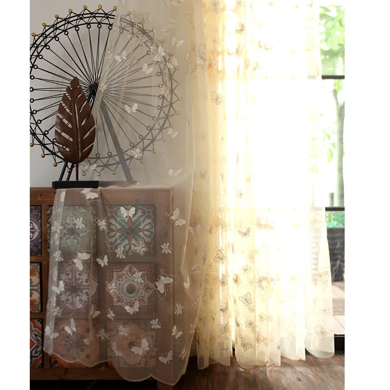 

Modern Butterfly Sheer Curtains Children Room Curtain Embroidered Tulle Curtains for Bedroom Living Room Window Curtain Kitchen