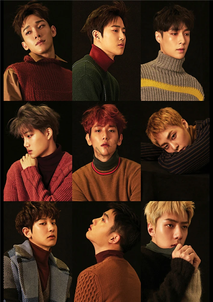 Золотой EXO плакаты K-Pop настенные наклейки поют для вас для жизни украшения стены белая бумага с покрытием - Цвет: Золотой