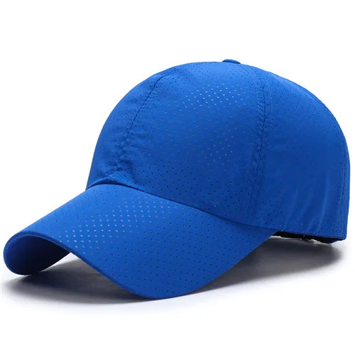 Однотонная летняя бейсболка Мужская Snapback Женская быстросохнущая сетчатая Кепка дышащая солнцезащитная Кепка Bone Masculino Trucker Кепка - Color: Blue