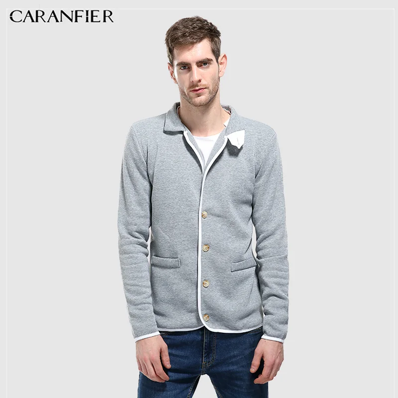 CARANFIER новые куртки мужские модные однотонные с v образным вырезом Качественная
