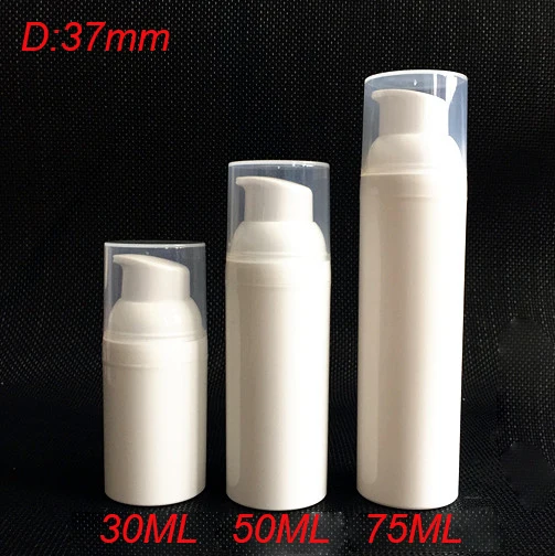 HOT 50ml white plastic airless bottle vacuum pump f serum emulsion big mouth Refillable Bottles CONTAINER FOR COSMETIC