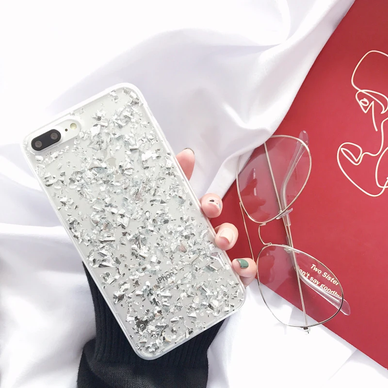 Роскошные побрякушки Блеск Сияющий флэш-порошок чехол для iPhone 6 6s 7 8 Plus X Телефон