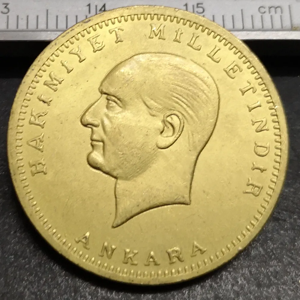1923/41 Турция 250 курус 22K позолоченная монета- точная копия