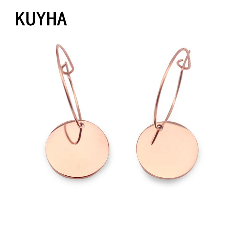 Большие серьги с одним кольцом для женщин золотые/розовые Золотые круглые из