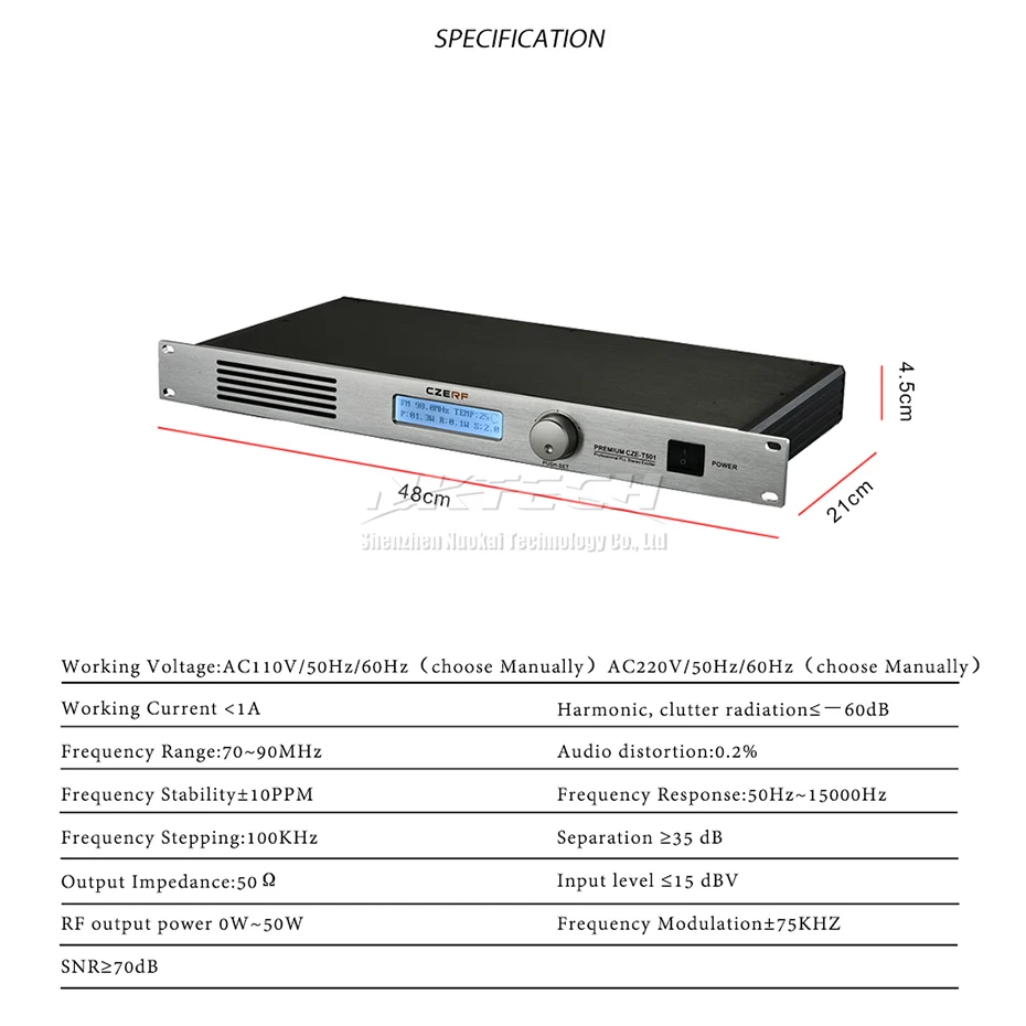 CZE-T501 CZERF PLL стерео fm-передатчик 0-50 Вт Регулируемая мощность радио вещания RS232 6,5 мм микрофон NJ RDS порт чистый звук Качество