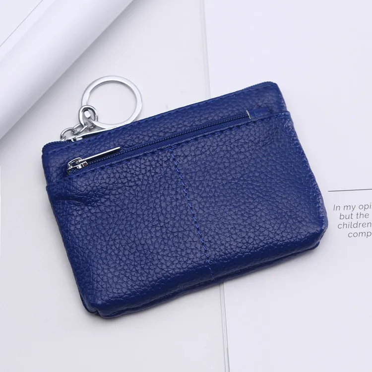 Genuine Leather Key Wallet Popular Small Coin Purse Bus Card Package Zipper Pocket Little Bag Custom name logo images - 6