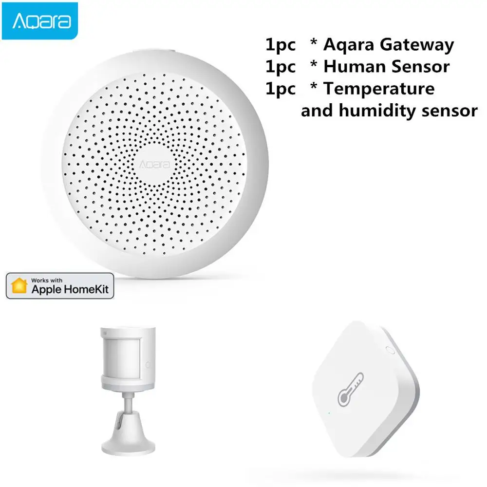 3in1 Smart Home Kits Mijia Aqara умный дом Комплект шлюз концентратор двери окна сенсор человеческого тела беспроводной переключатель температуры воды сенсор для Apple Homekit - Цвет: 3in1 Smart Home Kits