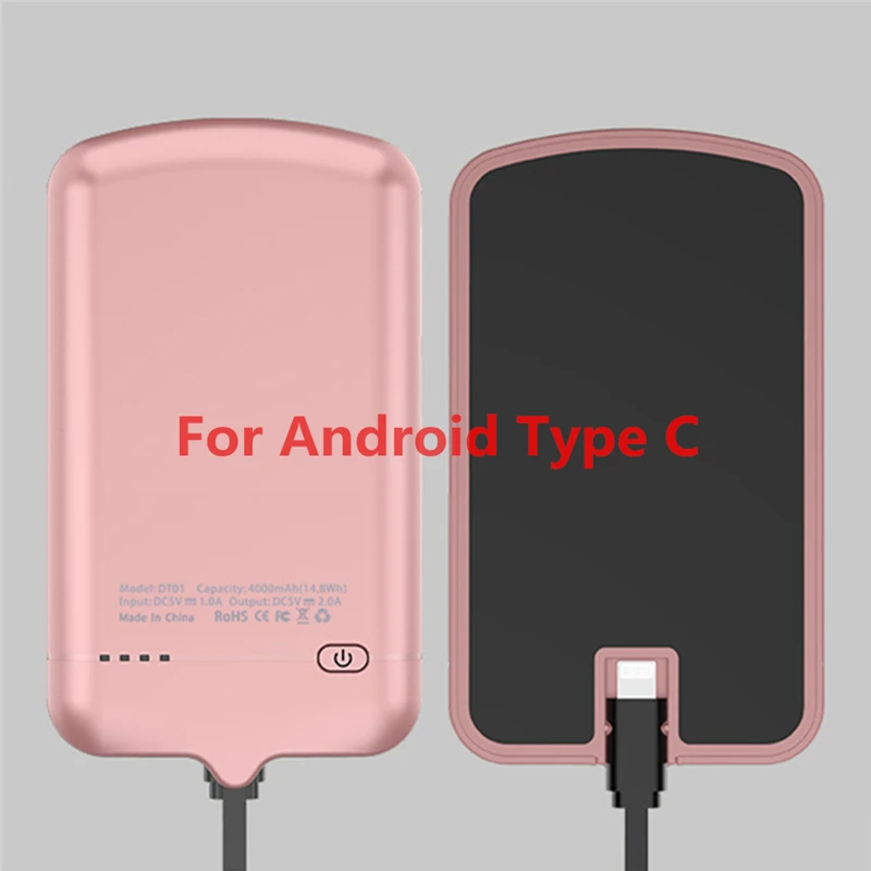 Rose Gold for Type C NTSPACE 4000 мАч портативное зарядное устройство чехол внешний резервный блок питания для iPhone samsung Xiaomi huawei зарядное устройство чехол - Цвет: Rose Gold for Type C