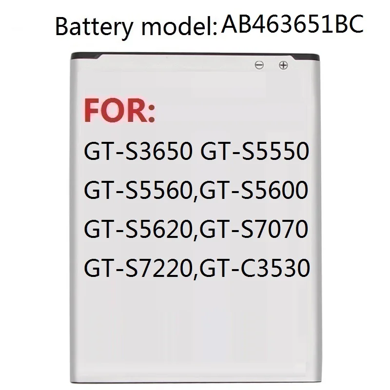 Сменный аккумулятор AB463651BC для Samsung W559 S5608 S5628 C3200 C3222 C3322 S3650C S7070 S3370 S5610 S5620 L708