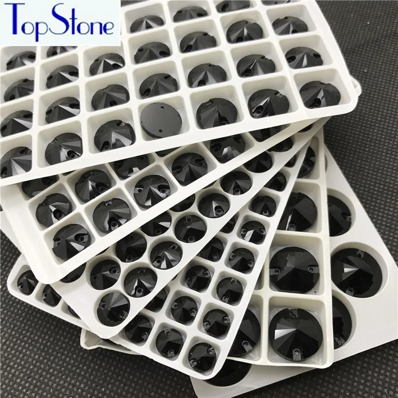 Topstone Jet Black Rivoli пришивные стразы плоские стеклянные кристаллы круглые камни для