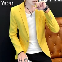 hoo 2022 mens pure color blazer mens youth spring handsome self cultivation blazer trend casual simple
