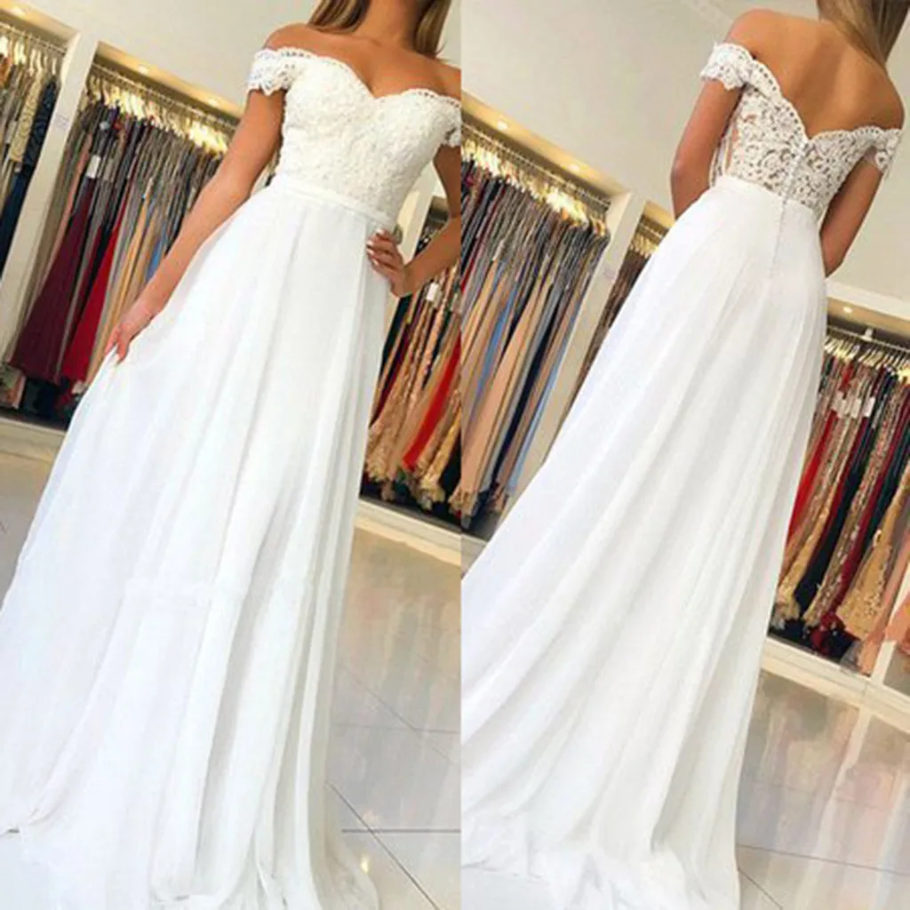 

Women Summer White Dress Off Shoulder Sling Cross Wedding Slim Hollow Lace Party Dresses Elegant Dress vestidos