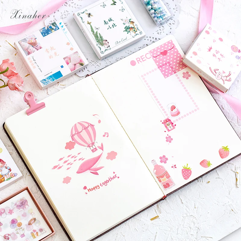 XINAHER 50sheets/Bag sea animals flower plant life paper sticker package DIY diary decoration sticker album scrapbooking