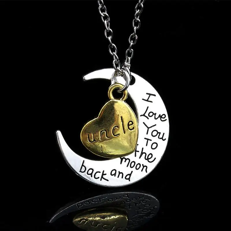 Ожерелье с надписью «Moon Heart», английское алфавит, семейная подвеска, ожерелье для семьи, мамы, папы, солнца, дочери, сестры, мамы, дедушки, тети - Окраска металла: 2410 uncle