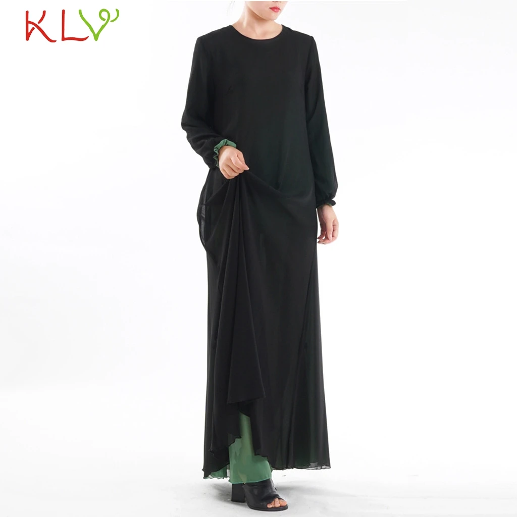 Женское платье с длинным рукавом Abaya мусульманское в Дубае вечернее летние