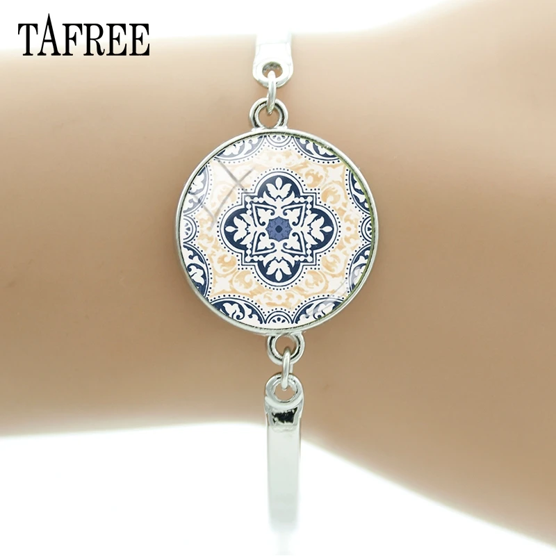 TAFREE изысканный Azulejo португальский браслеты Португалия стекло кабошон купол манжеты браслет для женщин украшения AP37