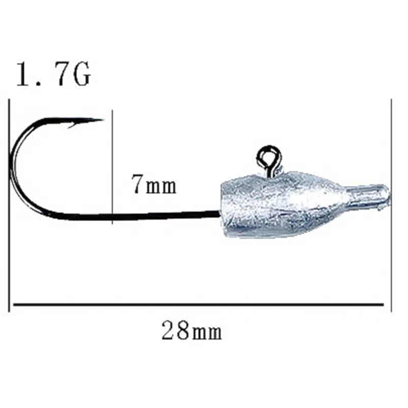 5pcs-1.7g Outkit 5 шт./лот 1,7 г кривошипно-свинцовая головка джиг для ловли карпа Мягкая приманка, червь, джигггинг Shad аксессуары для рыбалки, крючок, прочные рыболовные снасти - Цвет: 5pcs-1.7g