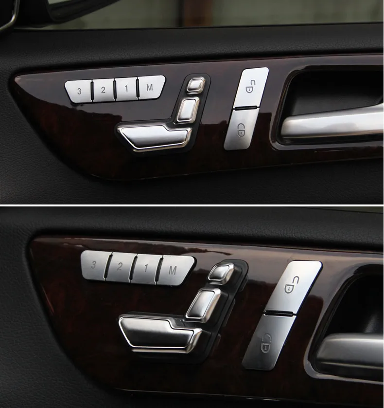 Для Mercedes Benz A B C E GL CLA GLA CLS GLK класс W176 W246 W204 W212 W166 ABS Хромированная кнопка регулировки сиденья Крышка для стайлинга автомобилей