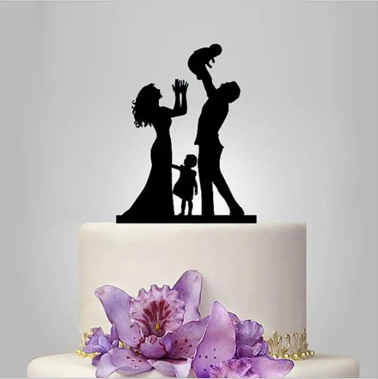 Счастливая семья с 2 детьми топпер для свадебного торта/подставка/свадебное